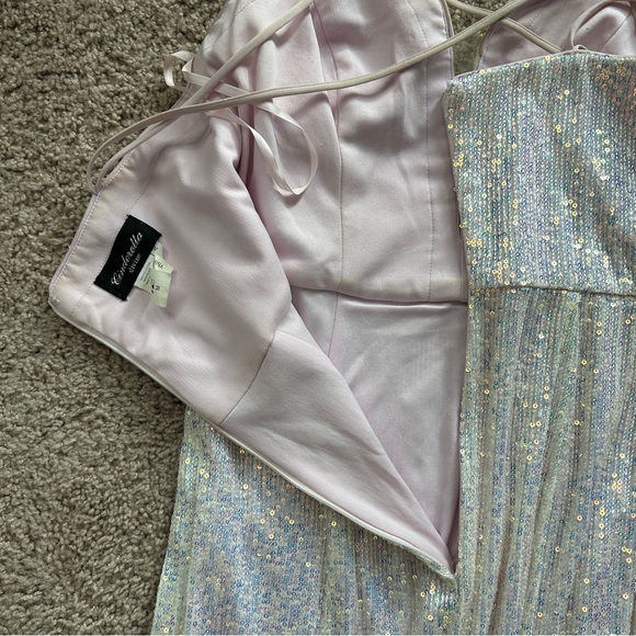 Cinderella Divine Opal Champagne CH209 Backless Sequin Gown Dress Medium - Picture 9 of 15